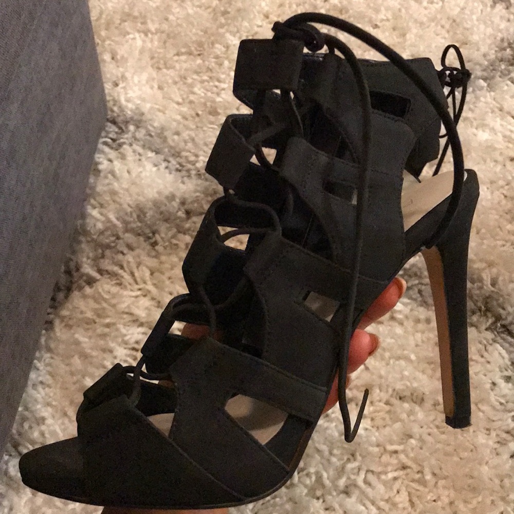 Black lace up heels
